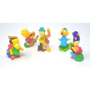Vintage 1990 "The Simpsons" PVC Set of 5 Camping Figurines 3" & 4" Bart Homer